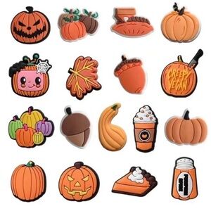Crocs charms are a mix of 17  fall and Halloween-themed designs.NWT